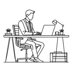 Man Working at His Desk