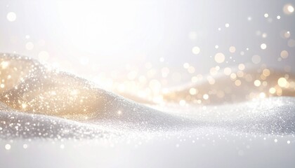 白とシルバーの輝きが広がる幻想的で上品な光の背景
