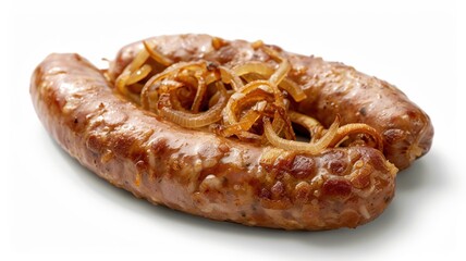 Fototapeta premium Savory sausage and onion dish isolated for food design
