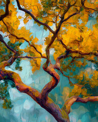 Autumnal Tree Branches Against a Sky