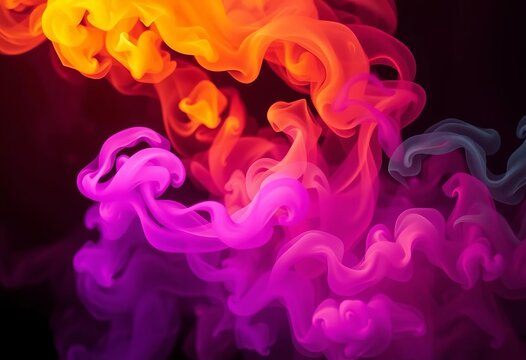 Vibrant, swirling smoke plumes illuminate a dark void,  element,  abstract