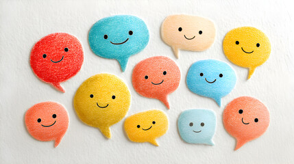 Obraz premium Colorful speech bubbles showing positive feedback and customer satisfaction
