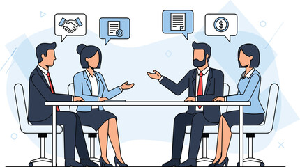 Team negotiates deal at meeting. Contract talks, business agreement, teamwork, communication, corporate negotiation, deal making, money matters, project planning.