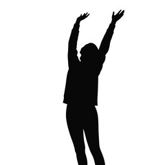 Woman Silhouette Reaching Upward, Joyful