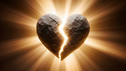 Naklejka premium Broken Heart in Two Halves with Backlight Glow