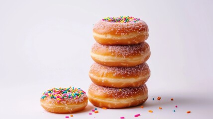 Sweet donut tower with pink frosting and sprinkles