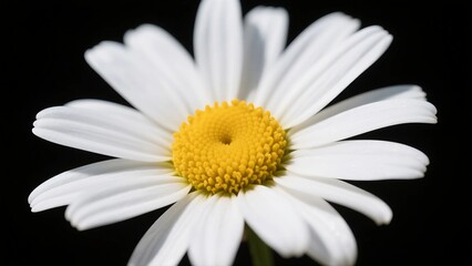 Fototapeta premium Stunning Close-Up of White Daisy Flower with Bright Yellow Center on Black Background