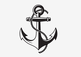 anchor with rope vector  line art silhouette vector illustration
