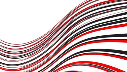 Abstract wavy lines in red, black, and white