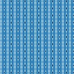 A minimalist and seamless geometric pattern featuring vertical stripes of simple diamond and delicate chain motifs, creating a clean design in a monochromatic blue palette