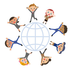 地球の周りをジャンプする会社員
