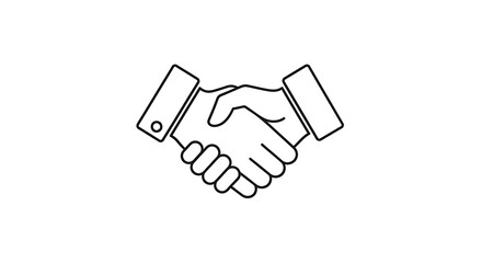 A minimalist line drawing of a handshake with cuffs on a white background representing agreement ai generated