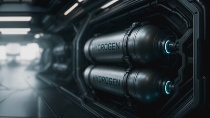 Fototapeta premium Hydrogen storage tanks in a futuristic facility