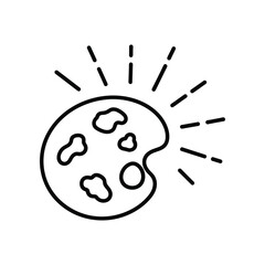 Artistic Palette Icon: A minimalist outline illustration of an artist's palette, evoking creativity and artistic endeavor. Its clean lines and simple design make it ideal for branding, logos.