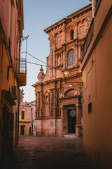 Vertical view of Chiesa di San Domenico baroque facade in Nardò