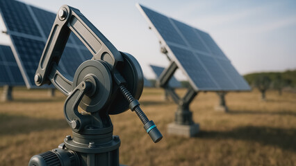 Obraz premium Solar Panel Innovation: A detailed view of solar panels captures the technological advancements in renewable energy.