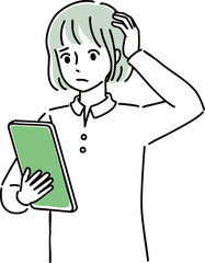 タブレットを操作する女性