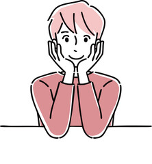 ほおづえをつく若い男性