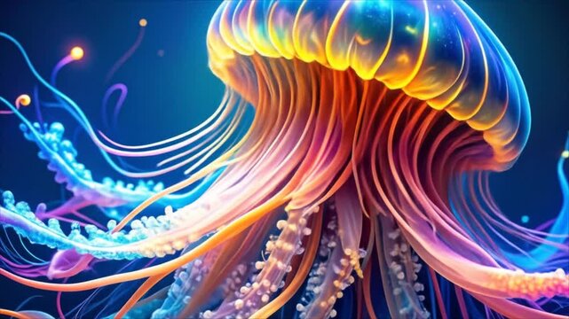 Colorful jellyfish underwater