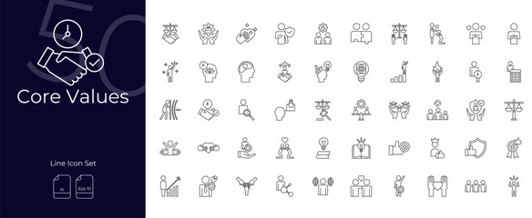 Core Values Line Editable Icons set. Vector illustration in modern thin line style of core values icons: performance, skill, innovative, etc