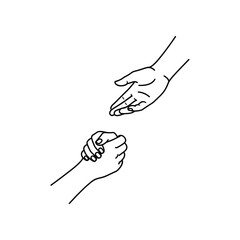 Helping Hand: A simple yet powerful illustration of two hands reaching out to each other, representing support and connection.