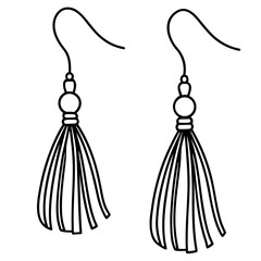 Tassel Earrings line art vector
