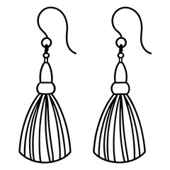 Tassel Earrings line art vector