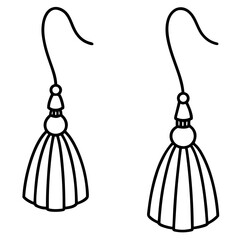 Tassel Earrings line art vector