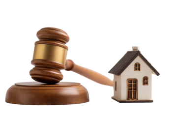 Judge's gavel and miniature house