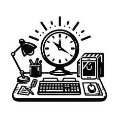 Desk Clock Business Work Symbol