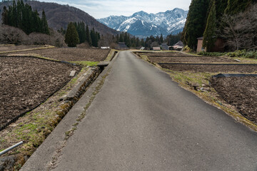 白馬村青鬼集落の棚田の真ん中を通る農道 © tetsusan
