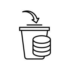Discarded Data: Conceptual illustration depicting data being disposed of into a bin, evoking a sense of deletion, waste, and information management.