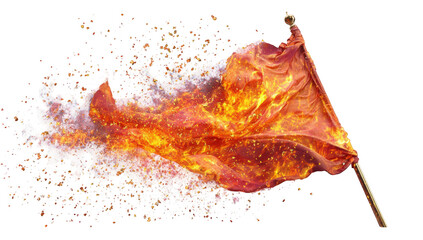 Flaming flag bursting with fire