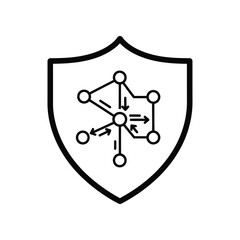 Data protection with Secure Shield: A modern graphic, showing the digital connections safeguarded by a protective shield, represents data security and internet privacy.