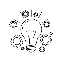 Illuminating Innovation: The light bulb, a universal symbol of inspiration, ideas, and the brilliance of thought, is brought to life with a surrounding gear