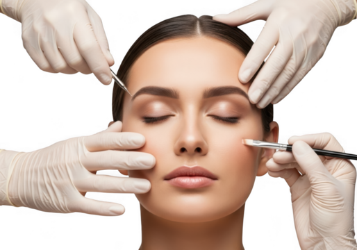 Cosmetic surgery patient undergoing procedure isolated on transparent background