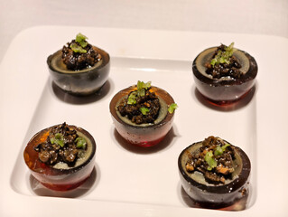 century eggs with chili sauce, Chinese food