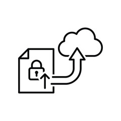Secure Cloud Upload: This image shows a modern illustration representing the secure upload of data to the cloud, featuring a file with a lock, a cloud icon, and an arrow indicating the upload process.