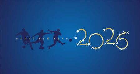 2026 Soccer competition strategy plan Happy New Year golden arrows blue board background