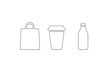 set of icons outline vector art