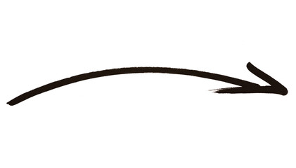Hand-drawn Black marker arrow isolated on transparent background
