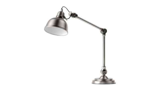 Silver Desk Lamp, Adjustable Arm