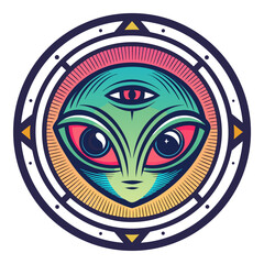Showcasing Create Bold Stroke Alien Eye Inside Circle Brandin Crisp High-Quality Stock Image