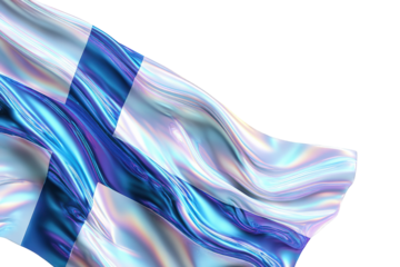Holographic Finnish flag in motion