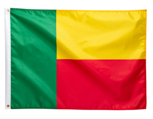 Flat Benin Flag with Crisp Edges, Top-Down View, Isolated PNG