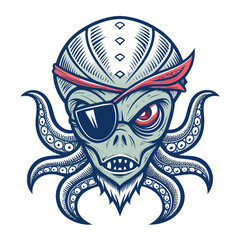Create Bold Stroke Alien Pirate With Eyepatch Professional Photo Perfect for Editorial Content