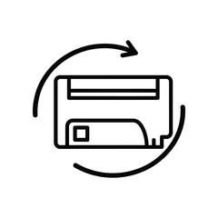 Air Conditioner Loop: A minimalist line drawing of an air conditioner, emphasized with an arrow loop, suggesting cycle and circulation. This is for the technology or maintenance industry.