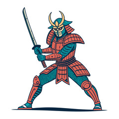 Fototapeta premium Create Bold Stroke Alien Samurai Warrior Whit Professional Photo Great for Commercial Projects