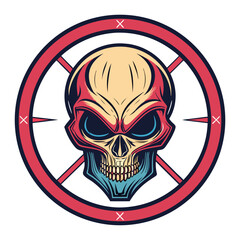 Featuring Create Bold Stroke Alien Skull Inside Circle Symbo Crisp Premium Digital Asset