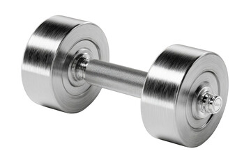 A metallic dumbbell, close-up